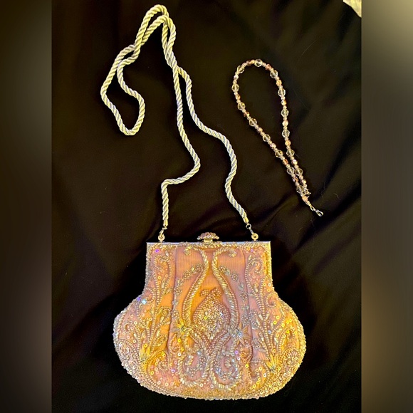 New! Vintage Larisa Barrera Couture Pink crystal beaded evening bag! $1350 - Picture 5 of 5